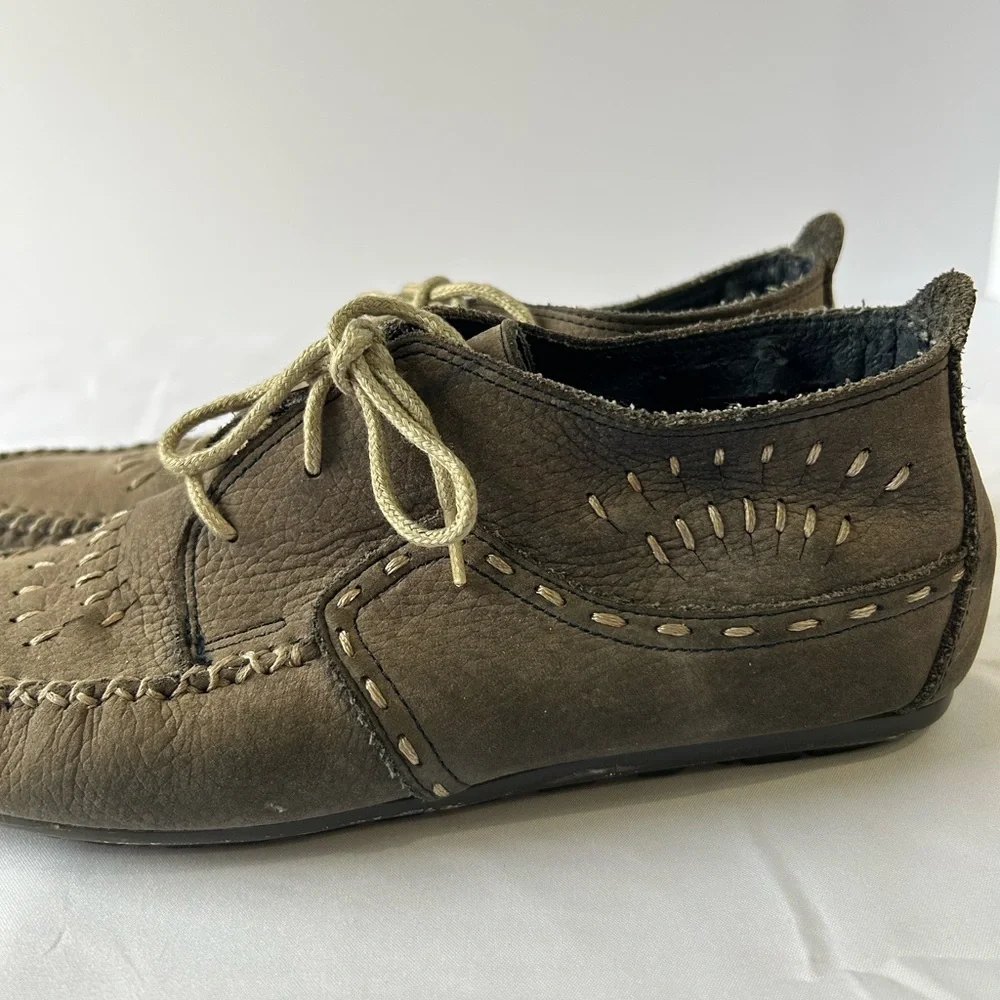 Hush puppies Vintage Leather Moccasins With Aztec Inspired Lining 8.5 - Picture 5 of 9
